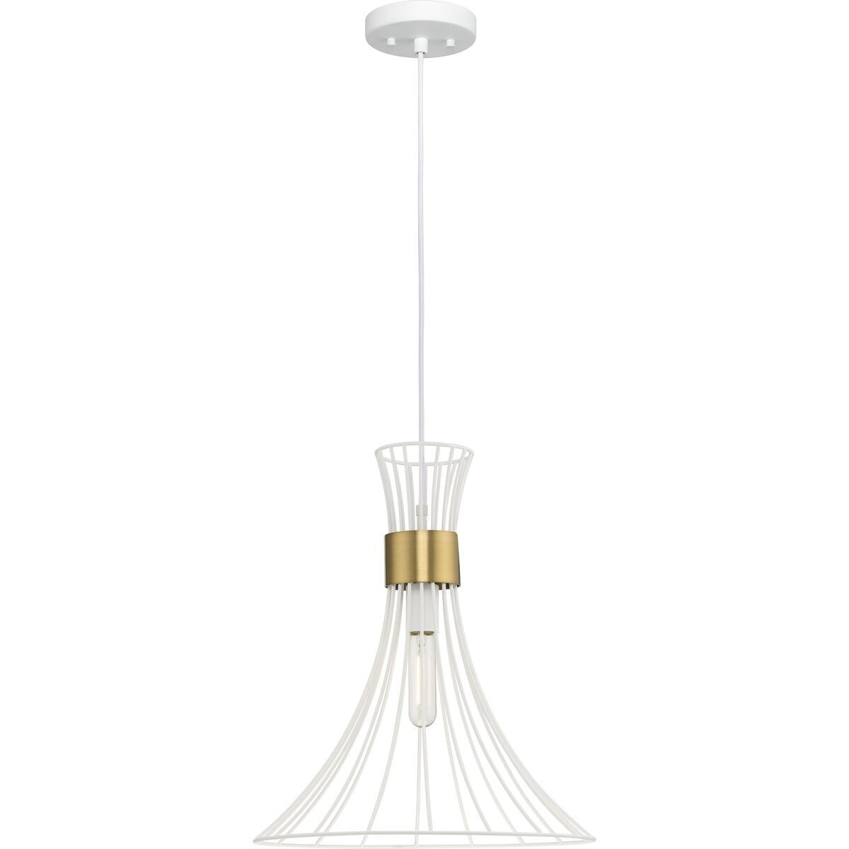 Lorin Collection One-Light Mid-Century Modern Satin White Metal Pendant Light - 18 in x 18 in x 16 in