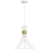 Lorin Collection One-Light Mid-Century Modern Satin White Metal Pendant Light - 18 in x 18 in x 16 in
