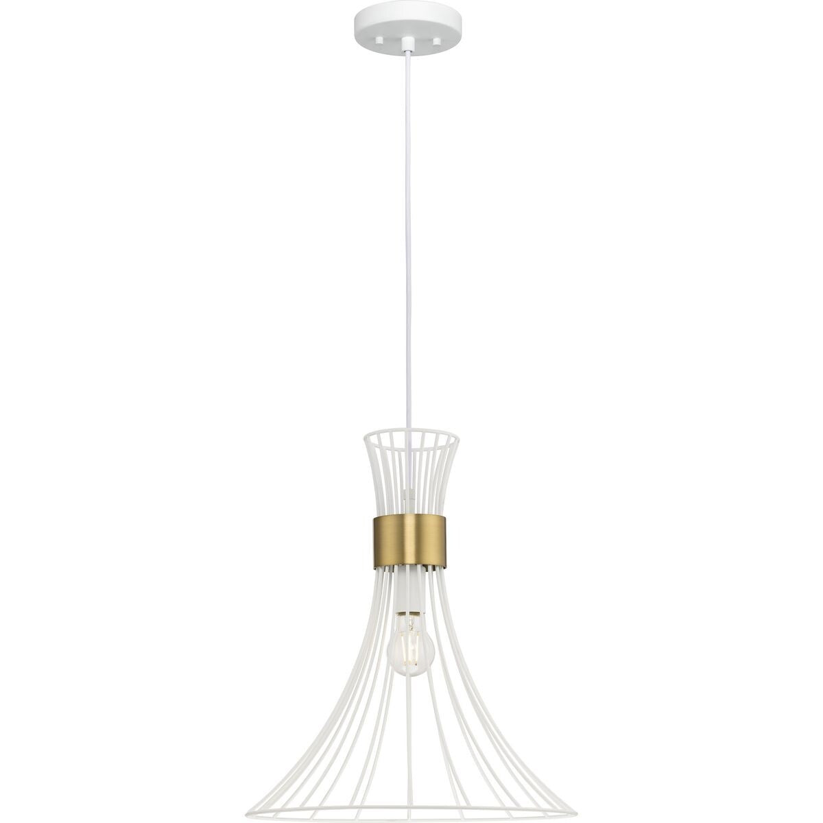 Lorin Collection One-Light Mid-Century Modern Satin White Metal Pendant Light - 18 in x 18 in x 16 in