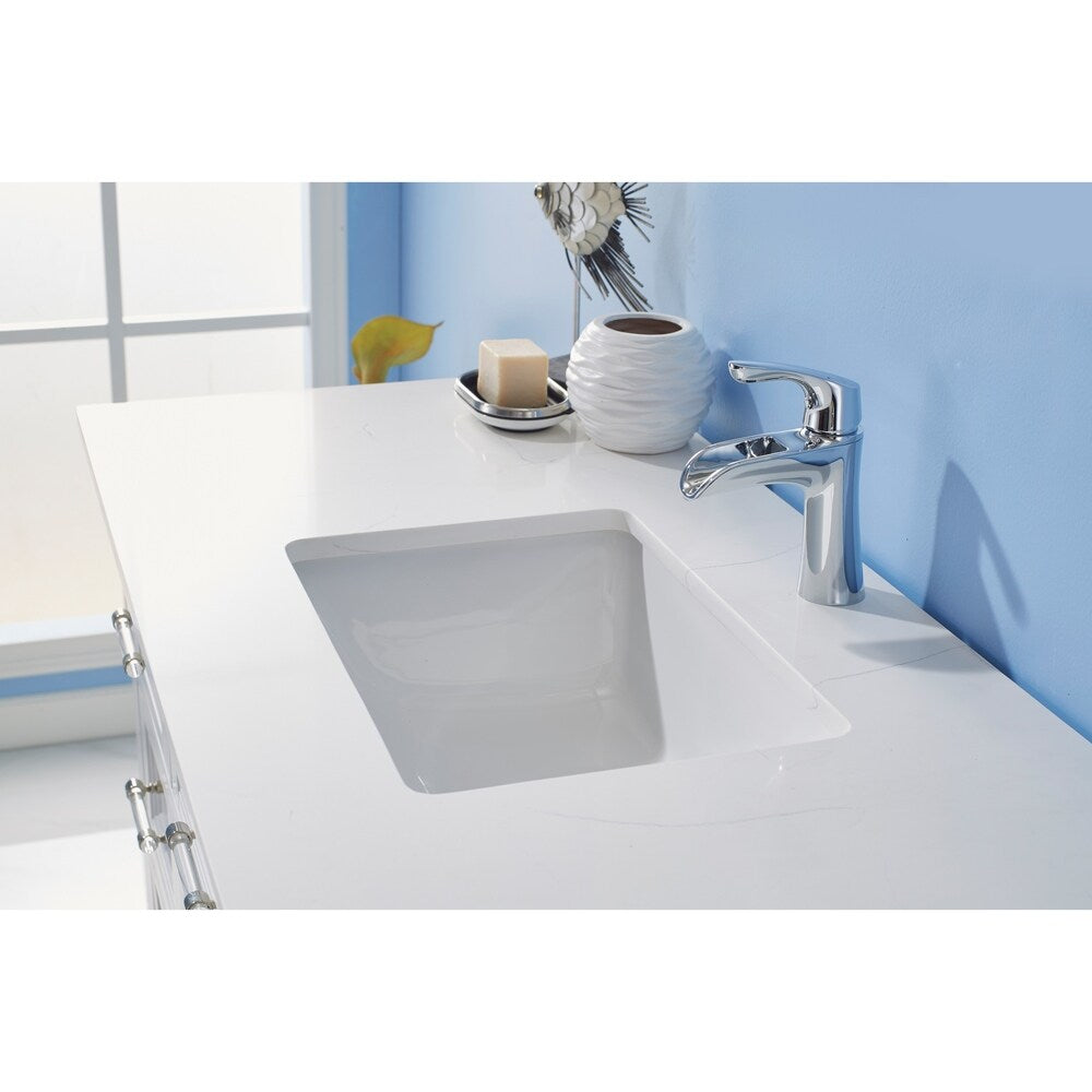Lorna 48" Single Vanity in White with Artificial Fine white stone countertop Without Mirror