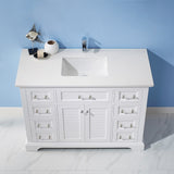 Lorna 48" Single Vanity in White with Artificial Fine white stone countertop Without Mirror
