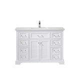 Lorna 48" Single Vanity in White with Artificial Fine white stone countertop Without Mirror