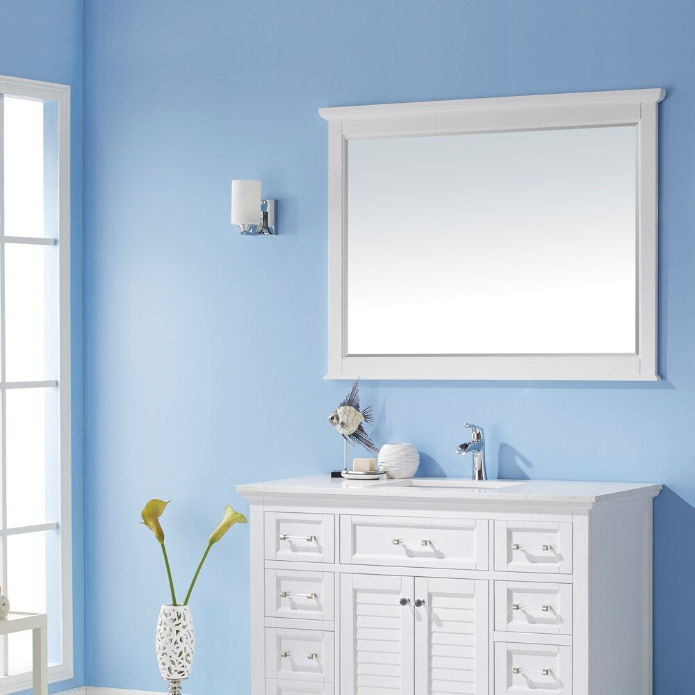Lorna 48 Inch Rectangular Bathroom/Vanity Framed Wall Mirror In White - 48 inches
