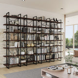 Lotus Home Dark Walnut Color Bookcase - 99.6" H x 142" W x 12.5" D