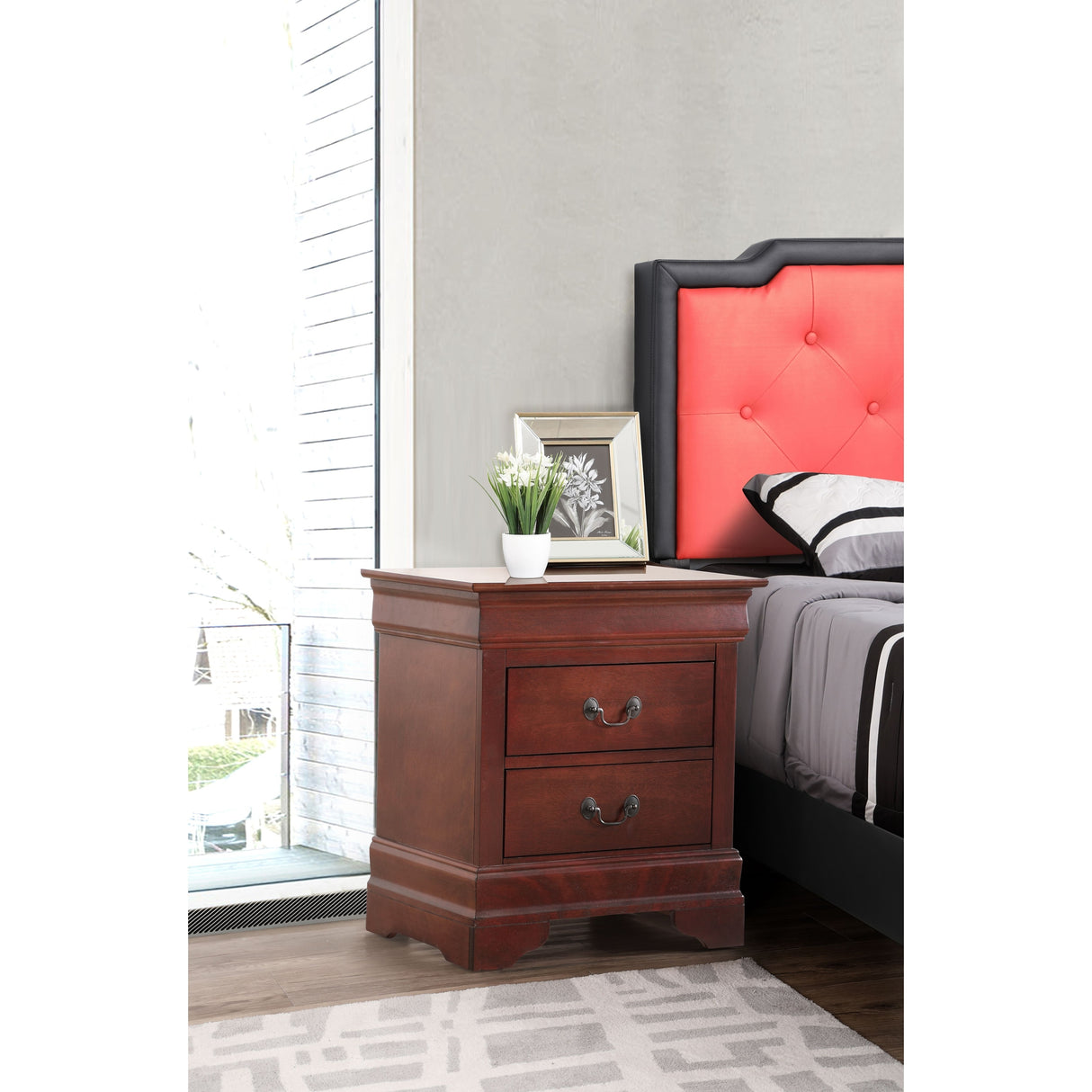 Louis Phillipe 2-drawer Wooden Nightstand
