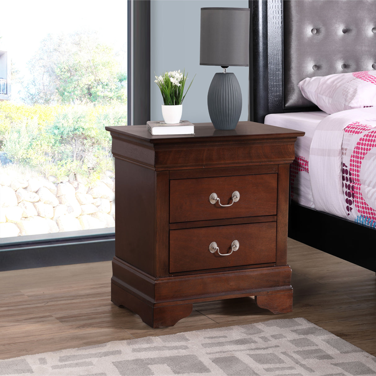 Louis Phillipe 2-drawer Wooden Nightstand