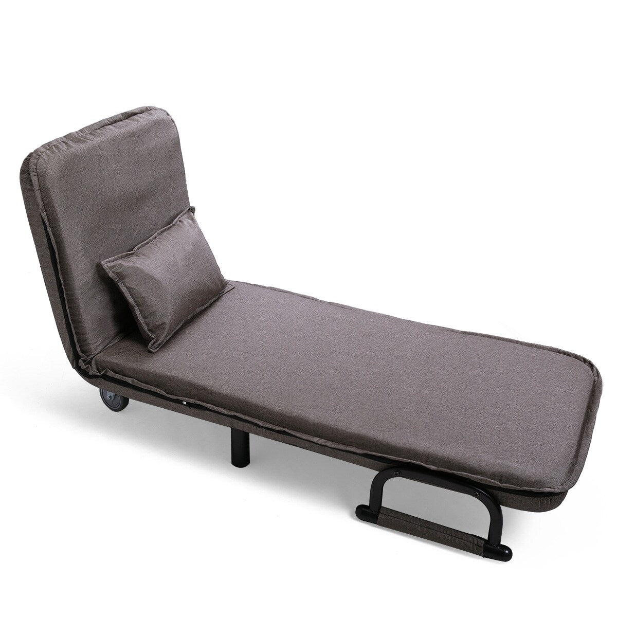 Lounge Chair Adjustable Folding Dual-Purpose Chair Sofa Bed Recliner Chair - brown with pillow