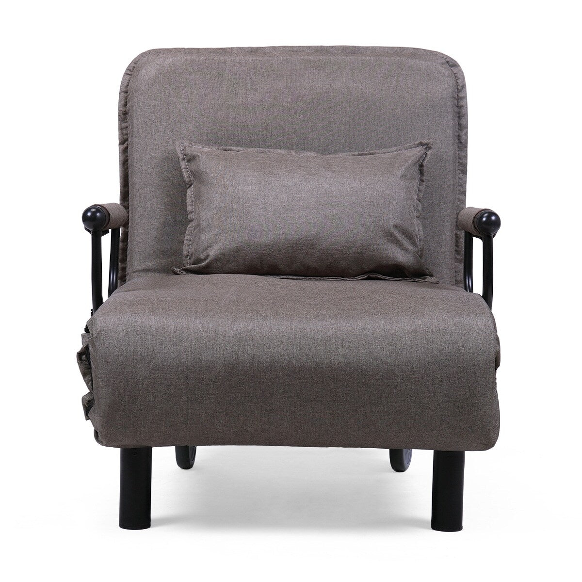 Lounge Chair Adjustable Folding Dual-Purpose Chair Sofa Bed Recliner Chair - brown with pillow