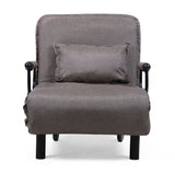 Lounge Chair Adjustable Folding Dual-Purpose Chair Sofa Bed Recliner Chair - brown with pillow