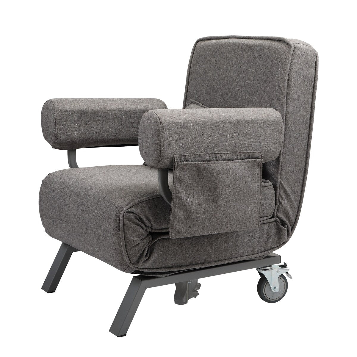 Lounge Chair Adjustable Folding Dual-Purpose Chair Sofa Bed Recliner Chair - brown with pillow