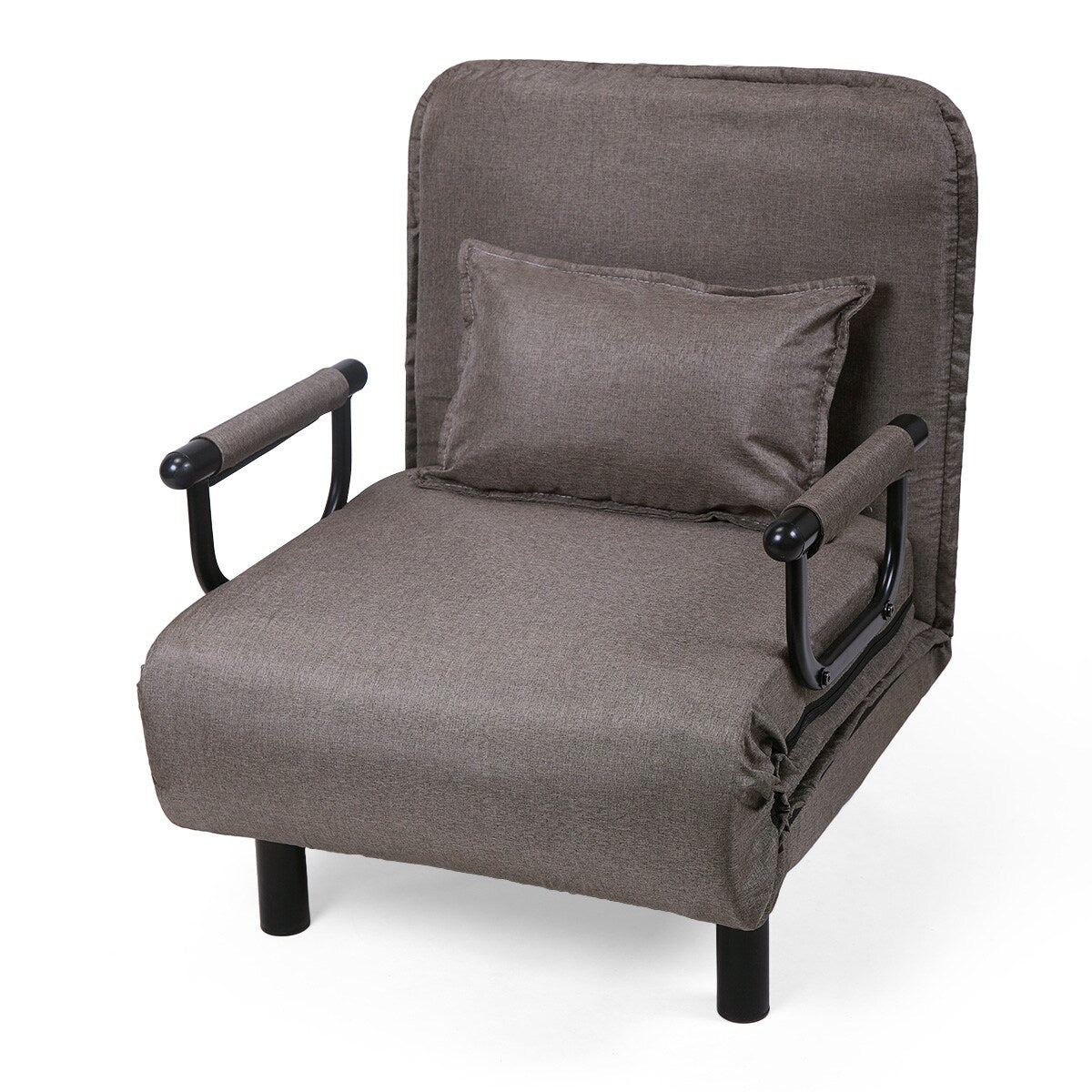 Lounge Chair Adjustable Folding Dual-Purpose Chair Sofa Bed Recliner Chair - brown with pillow