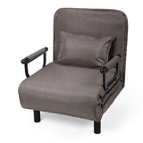Lounge Chair Adjustable Folding Dual-Purpose Chair Sofa Bed Recliner Chair - brown with pillow