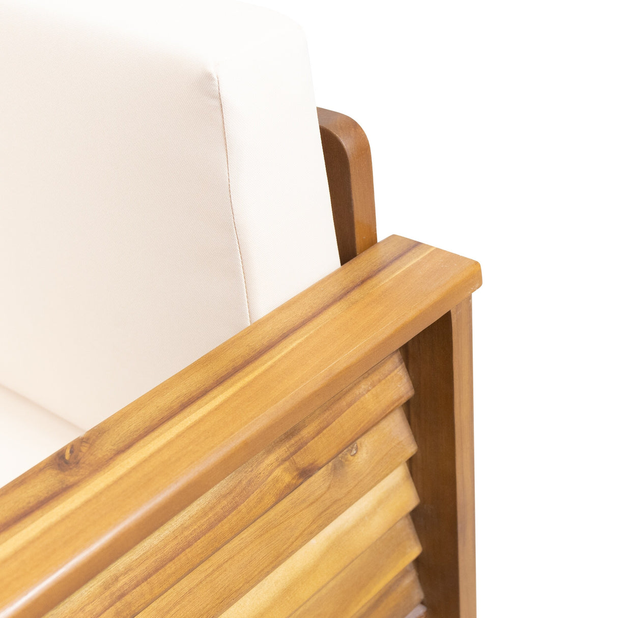 Louver Outdoor Acacia Wood Outdoor 4pc Chat Set with Cushions by Christopher Knight Home