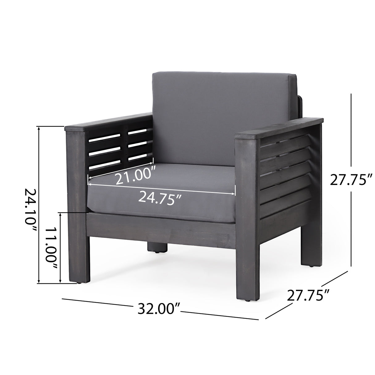 Louver Outdoor Acacia Wood Outdoor 4pc Chat Set with Cushions by Christopher Knight Home