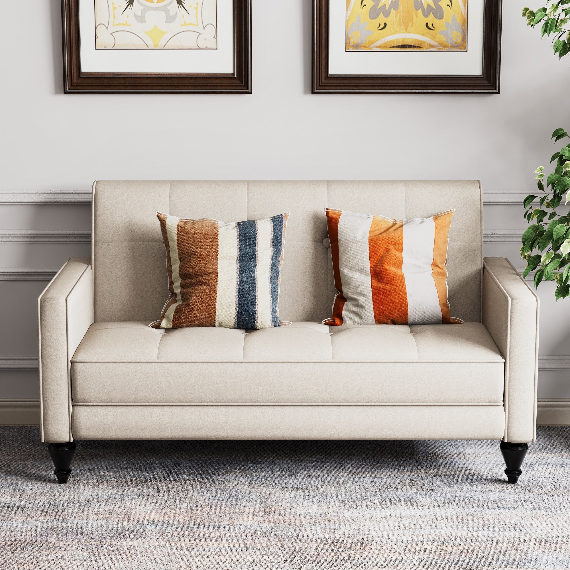 Love Seat Mini Couch Small Settee Loveseat Bench for Living Room Small Spaces Upholstered Small Loveseat Sofa Couches with