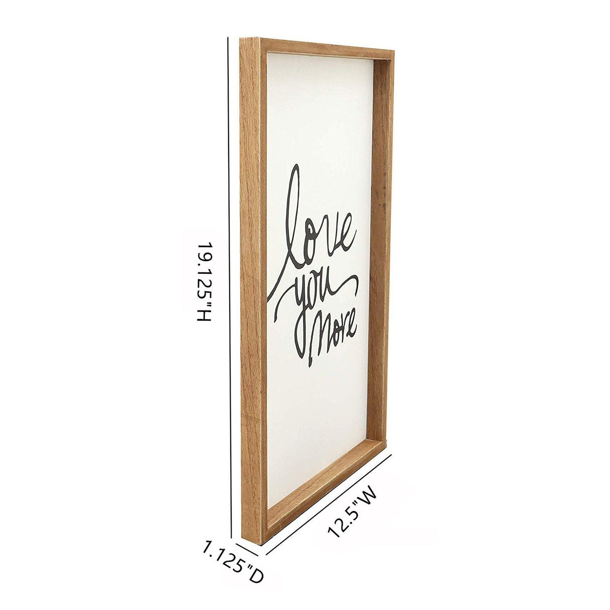 Love You More Framed Wood Sign Plaque, Farmhouse Wall Decor