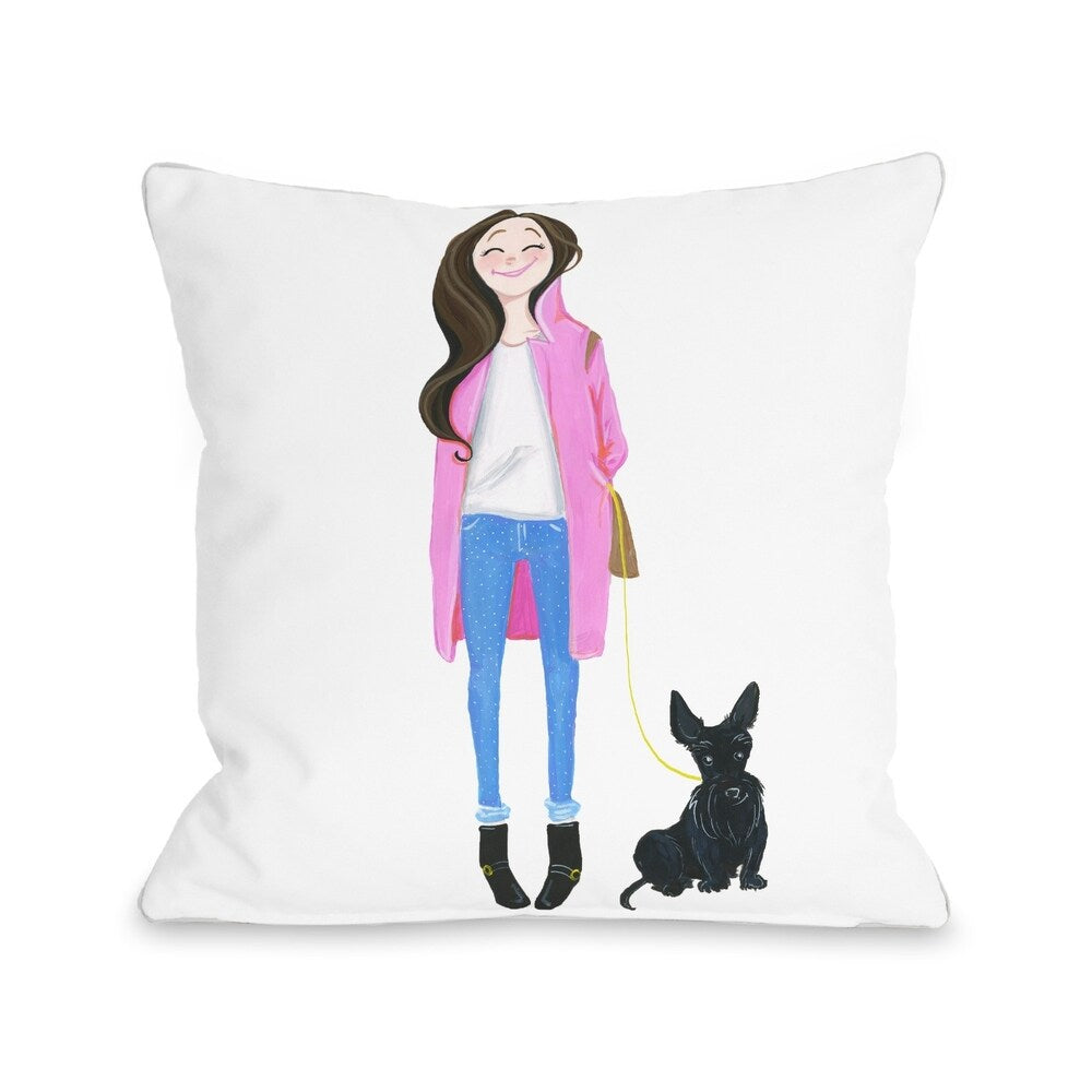 Love from NYC 4 Girl Dog - Multi Pillow by Pinklight Studio - April Heather Art