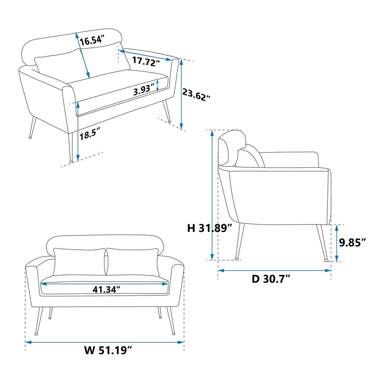Loveseat Small Sofa Small Mini Room Bronzing Suede Couch Two-seater Armchairs
