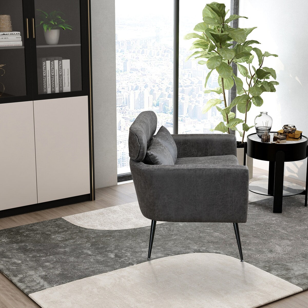 Loveseat Small Sofa Small Mini Room Bronzing Suede Couch Two-seater Armchairs