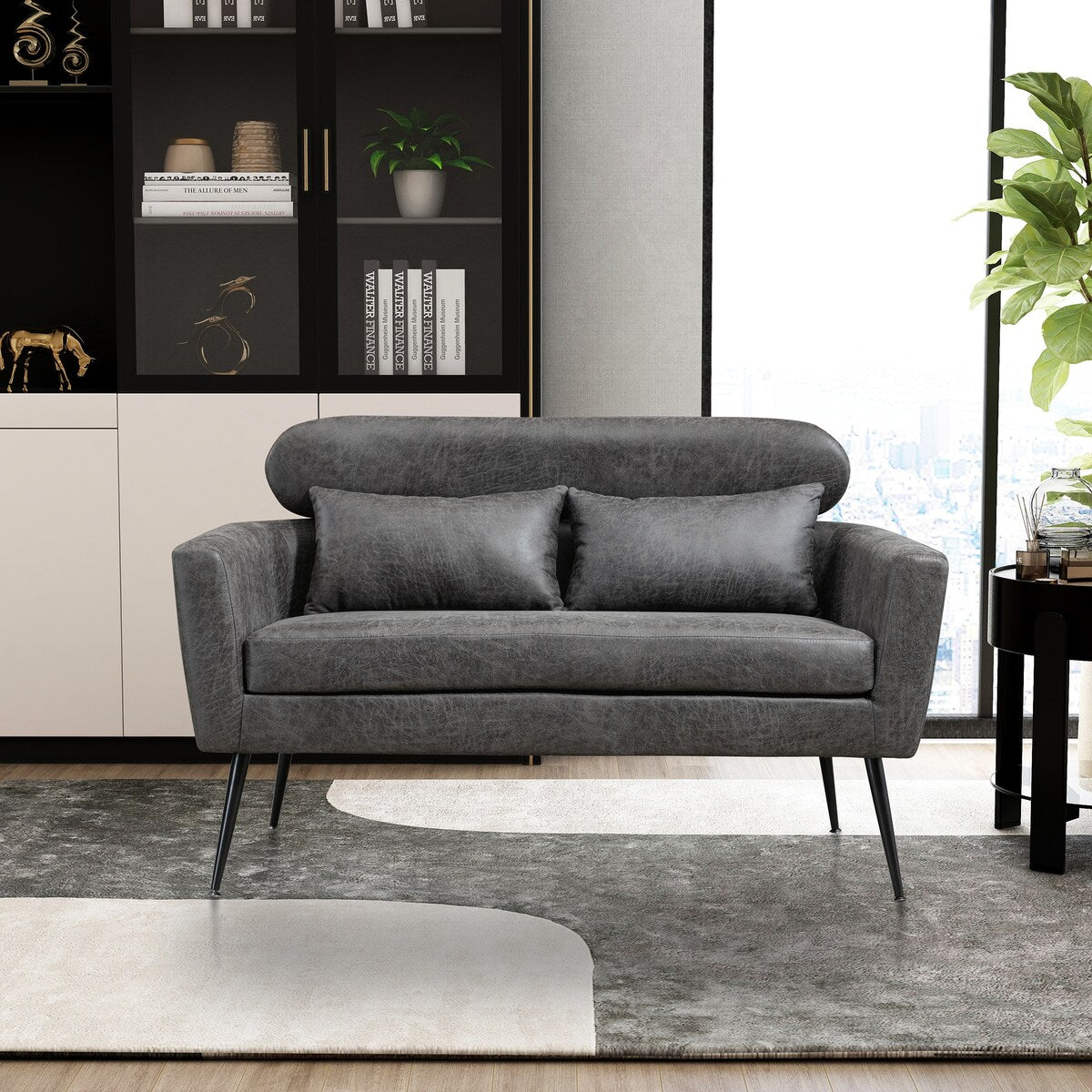 Loveseat Small Sofa Small Mini Room Bronzing Suede Couch Two-seater Armchairs