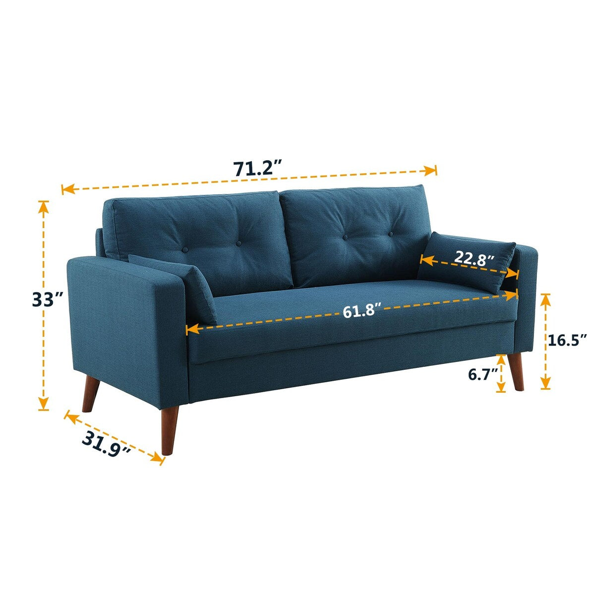Loveseat Sofa Couch with Solid Wood Frame for Living Room