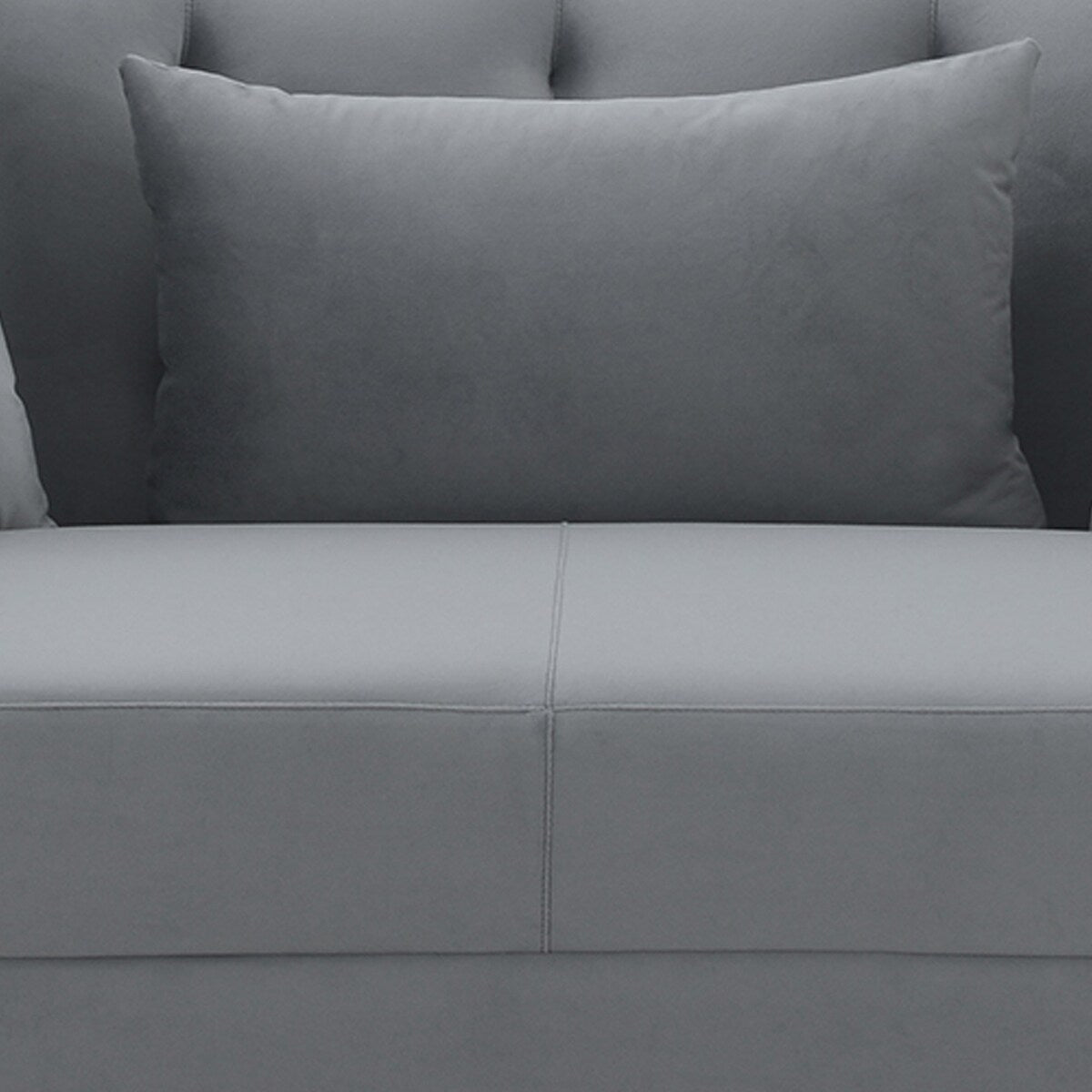 Loveseat with Curved Button Tufted Back and Wooden Base, Gray