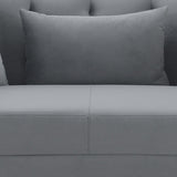 Loveseat with Curved Button Tufted Back and Wooden Base, Gray