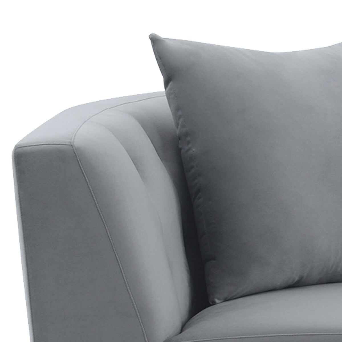 Loveseat with Curved Button Tufted Back and Wooden Base, Gray