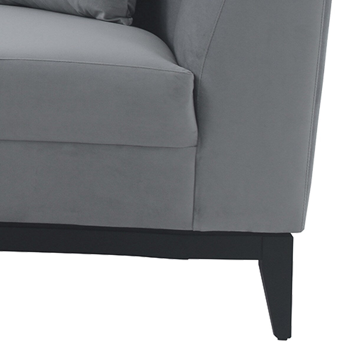 Loveseat with Curved Button Tufted Back and Wooden Base, Gray