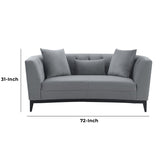 Loveseat with Curved Button Tufted Back and Wooden Base, Gray