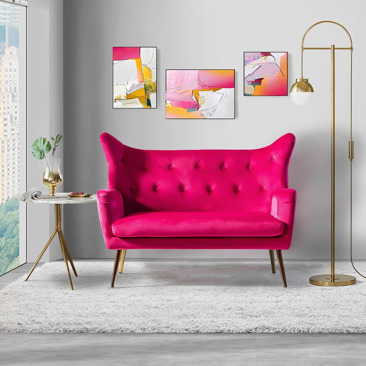 Loveseat with Tufted Wingback
