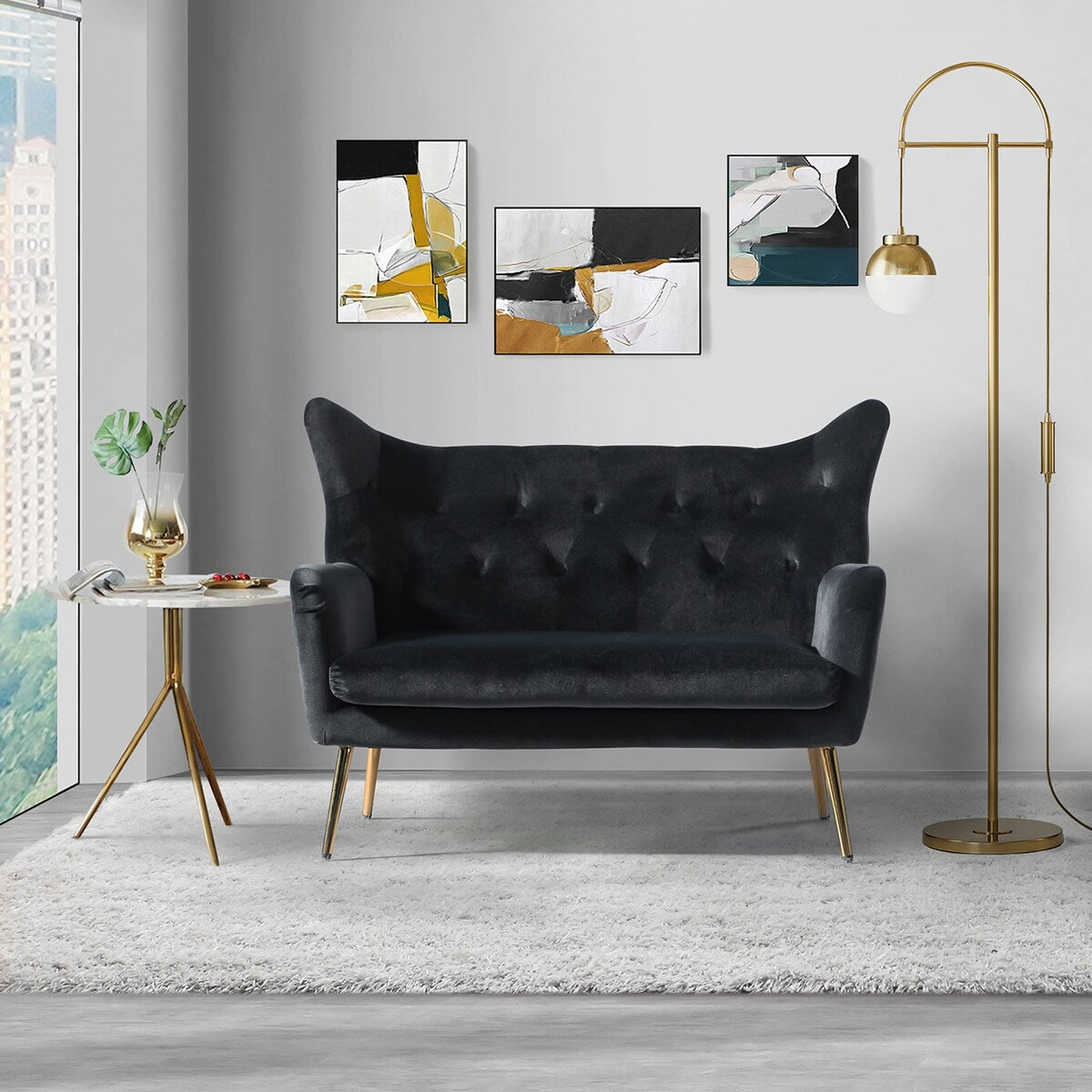 Loveseat with Tufted Wingback