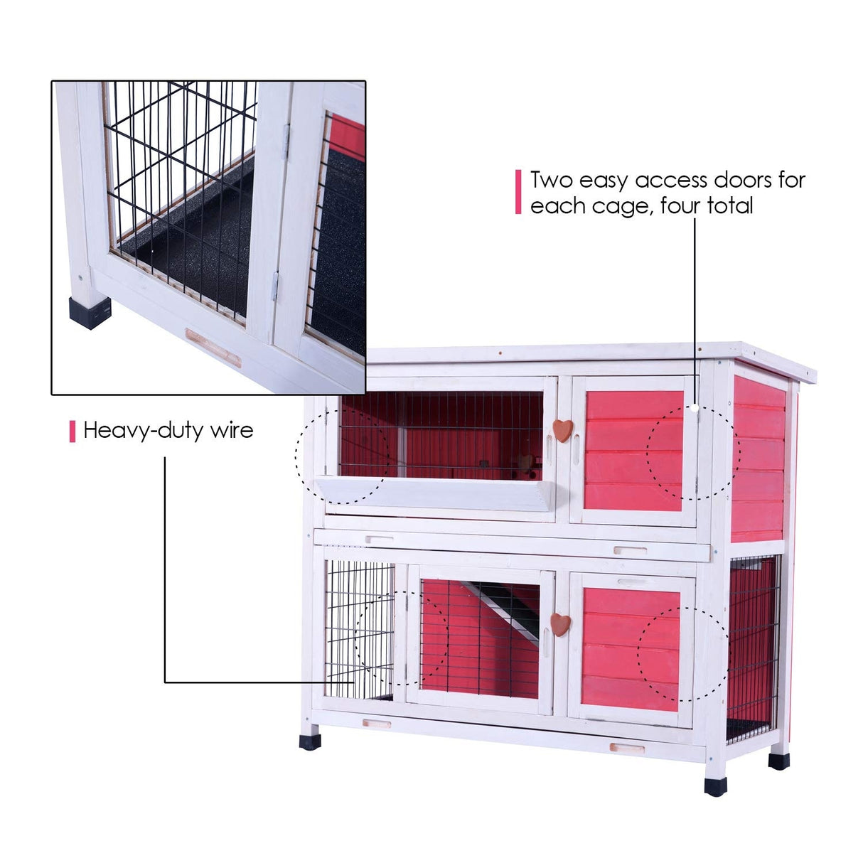 Lovupet Rabbit Hutch Cage with Pull Out Tray, Solid Wood 0323