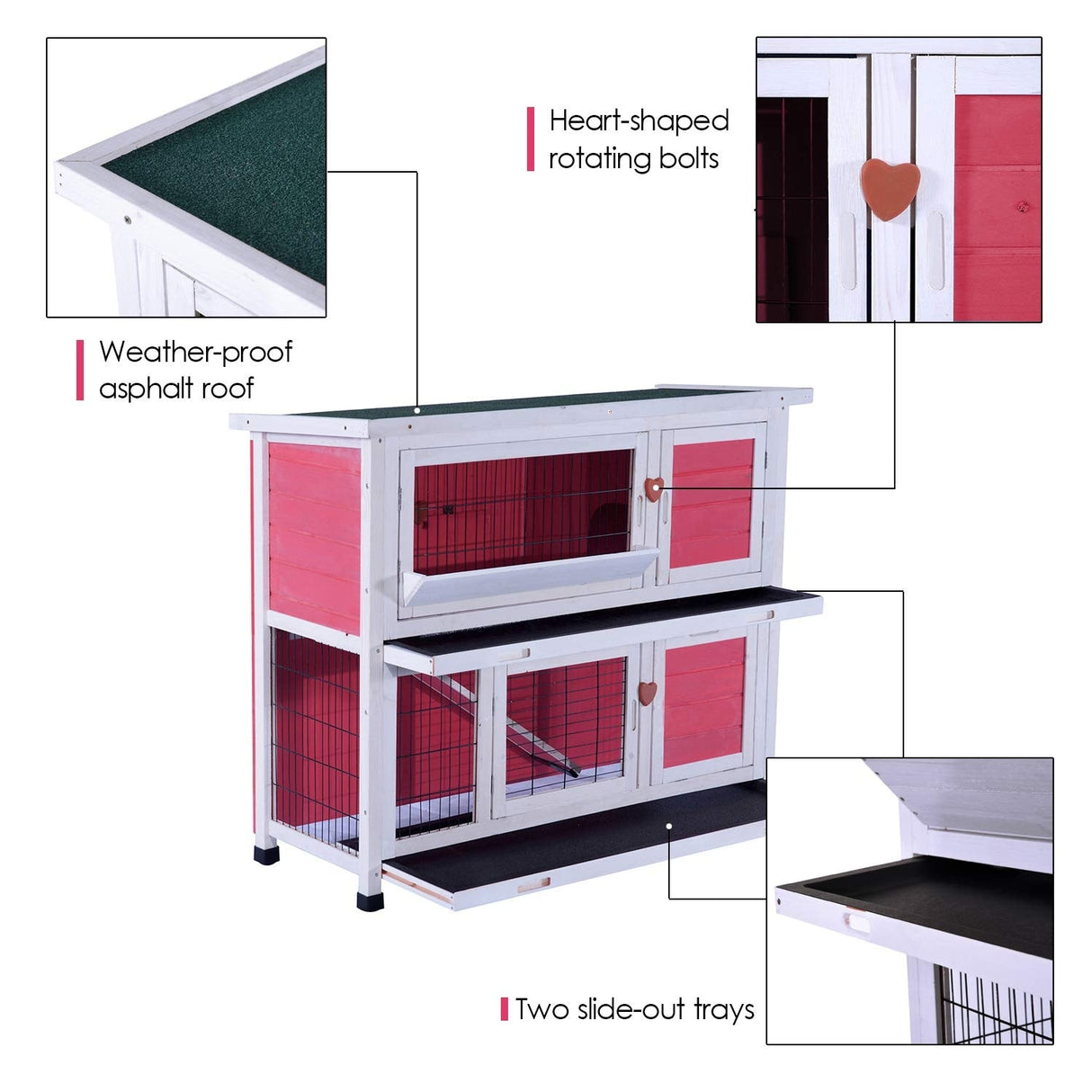 Lovupet Rabbit Hutch Cage with Pull Out Tray, Solid Wood 0323
