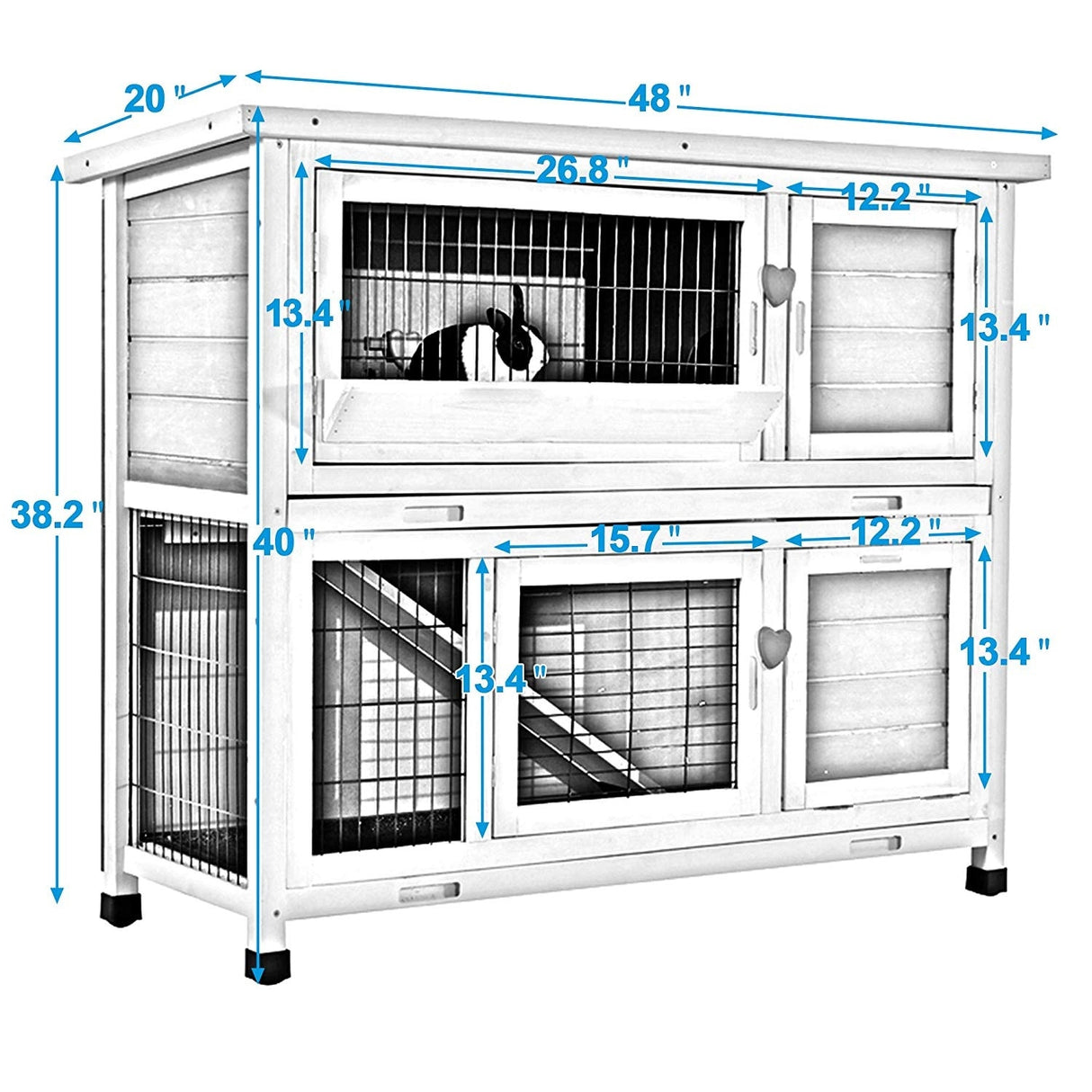 Lovupet Rabbit Hutch Cage with Pull Out Tray, Solid Wood 0323