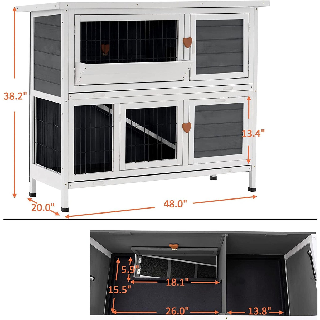 Lovupet Rabbit Hutch Cage with Pull Out Tray, Solid Wood 0323