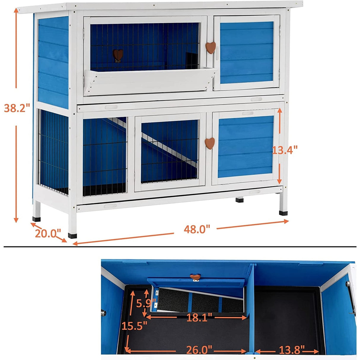 Lovupet Rabbit Hutch Cage with Pull Out Tray, Solid Wood 0323