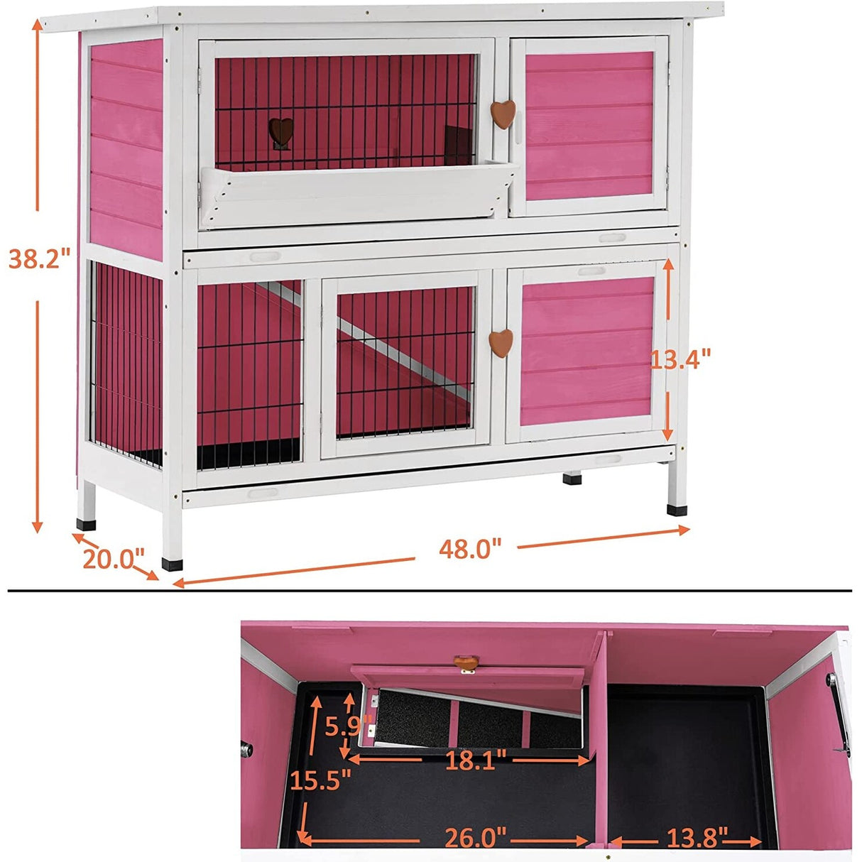 Lovupet Rabbit Hutch Cage with Pull Out Tray, Solid Wood 0323