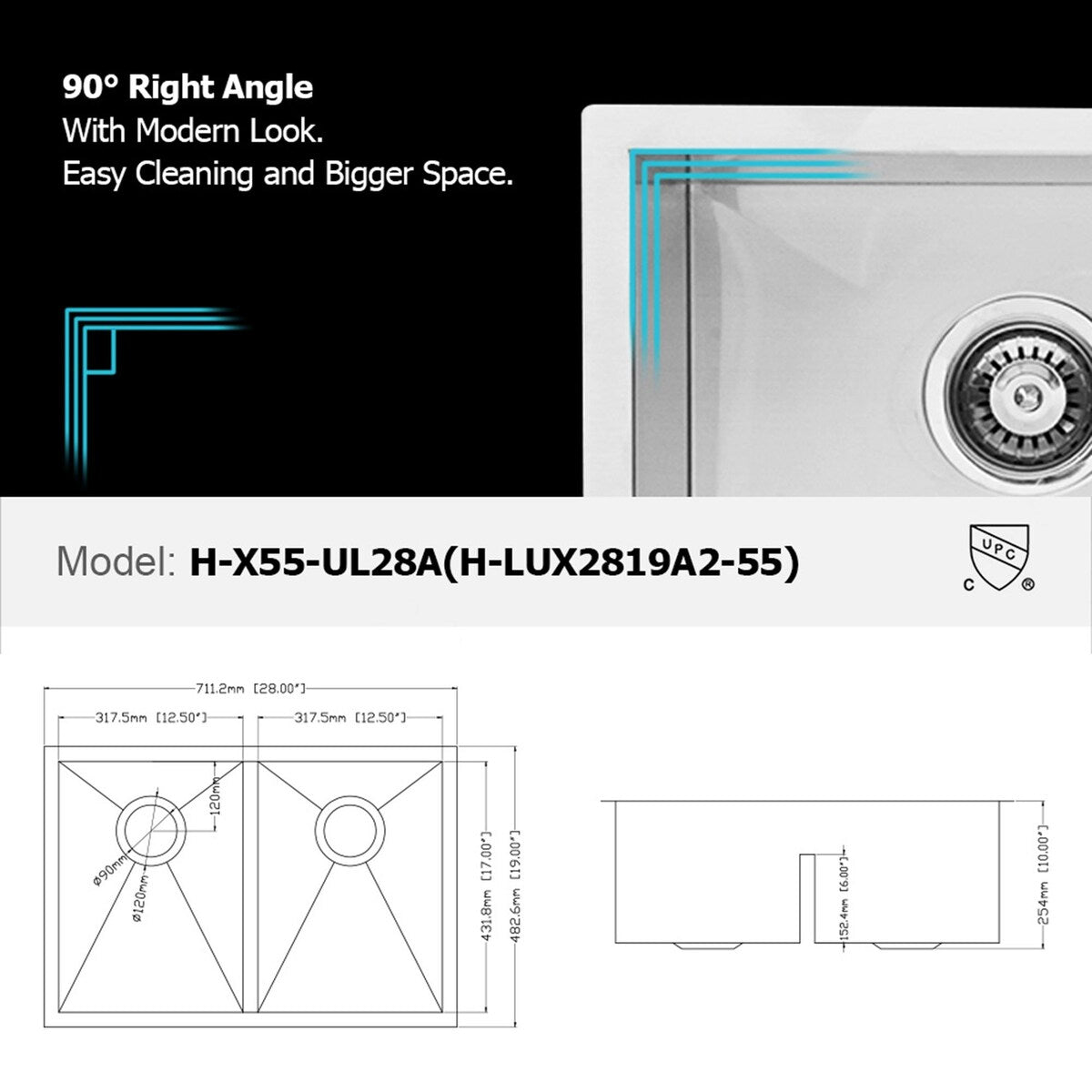 Low-Divide Undermount Double Bowl Stainless Steel Kitchen Sink