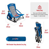 Low Folding Camping Chair, Portable Beach Chairs, Mesh Back Lounger For Outdoor Lawn Beach Camp Picnic