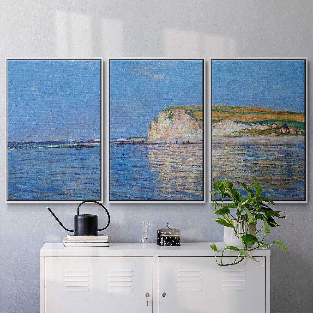 Low Tide at Pourville 02, 1882 - Multi Piece Framed Canvas