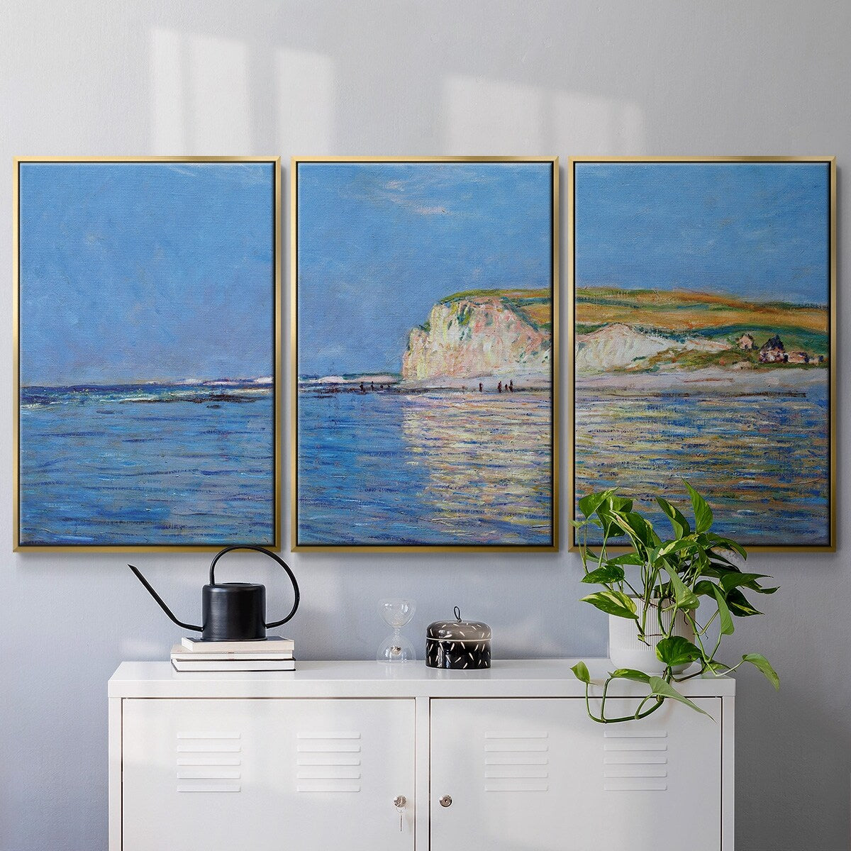 Low Tide at Pourville 02, 1882 - Multi Piece Framed Canvas