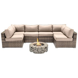 Lsi 4 Person Seating Group With Firepit And Sunbrella Cushions