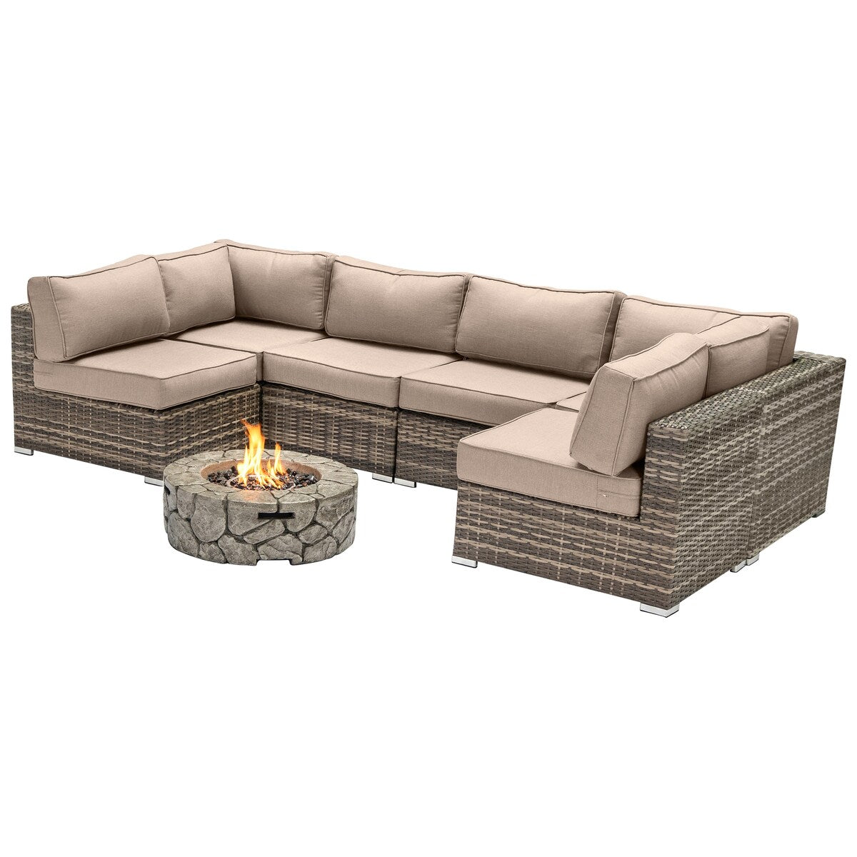 Lsi 4 Person Seating Group With Firepit And Sunbrella Cushions