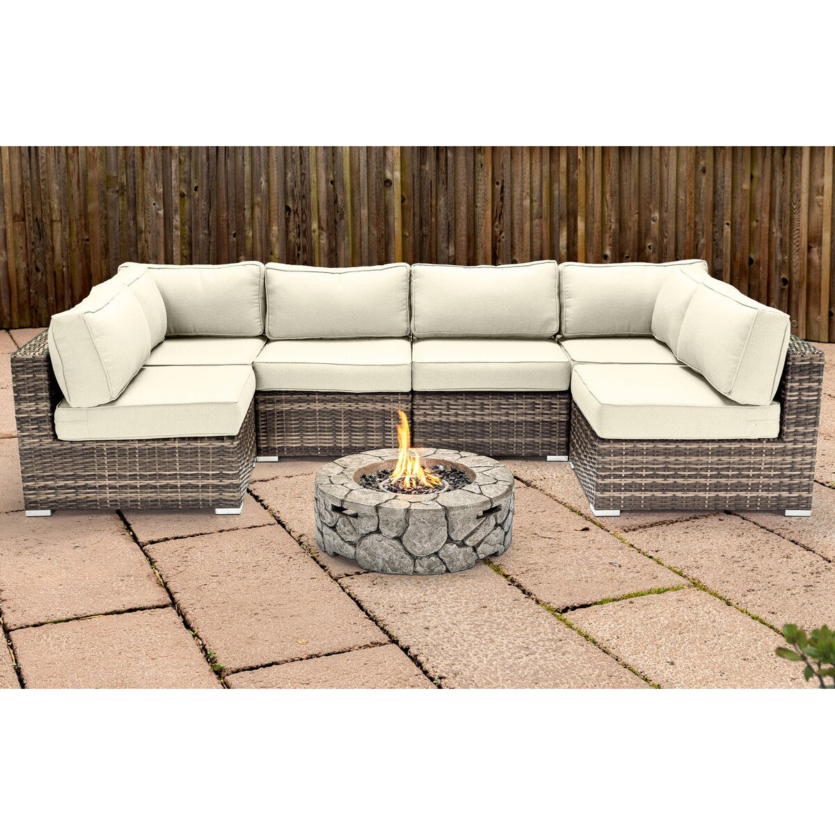 Lsi 4 Person Seating Group With Firepit And Sunbrella Cushions