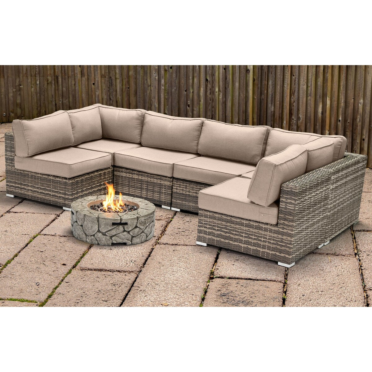Lsi 4 Person Seating Group With Firepit And Sunbrella Cushions