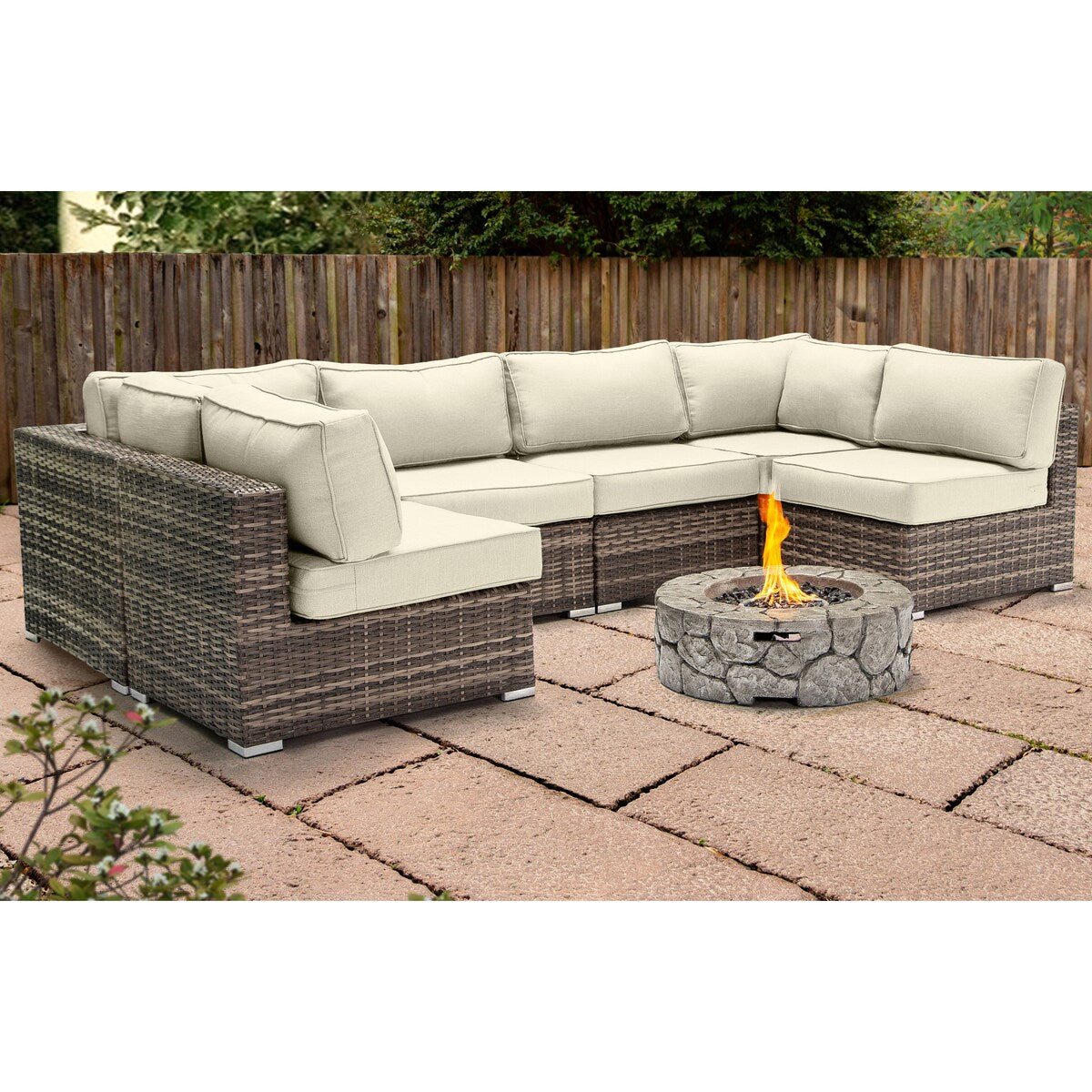 Lsi 4 Person Seating Group With Firepit And Sunbrella Cushions
