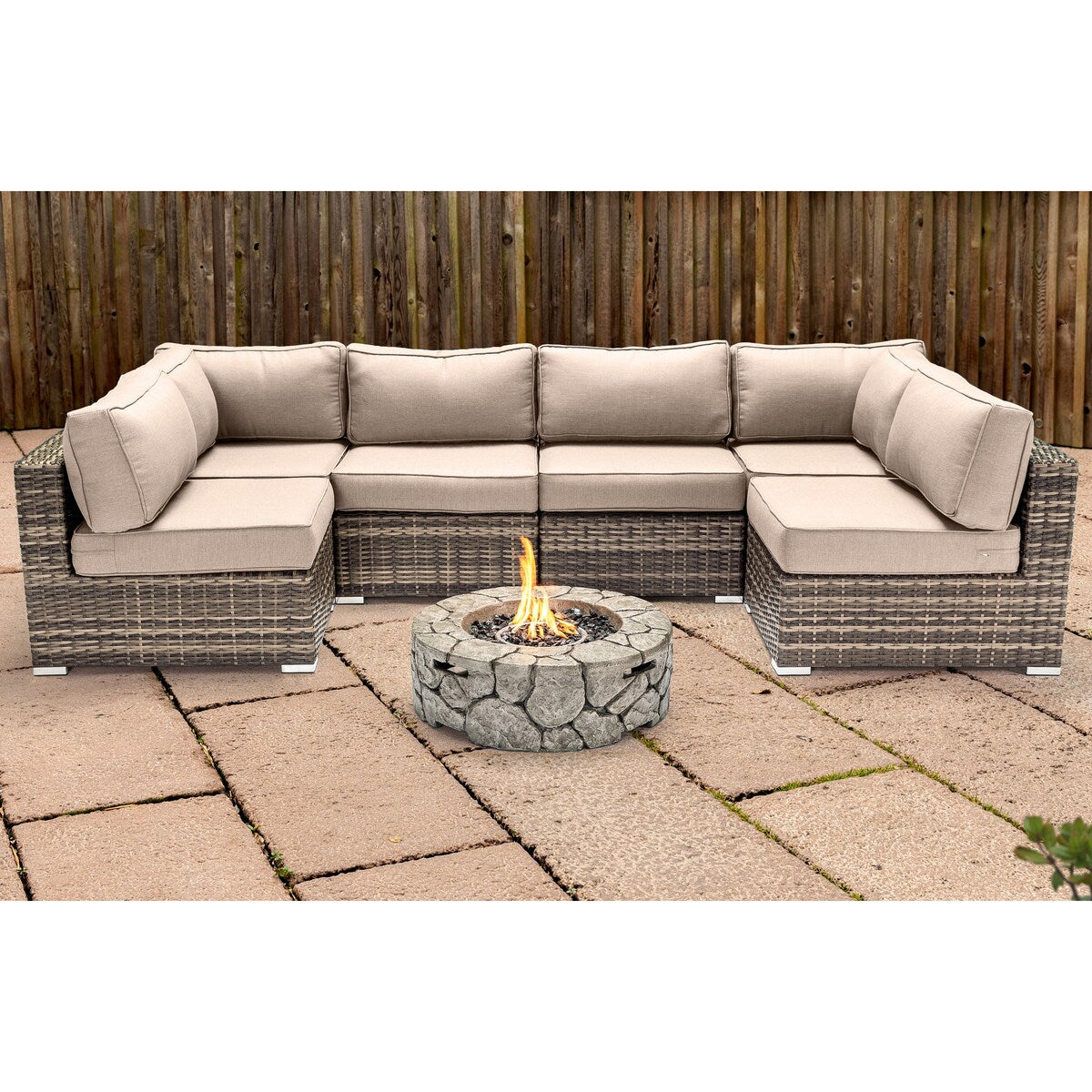 Lsi 4 Person Seating Group With Firepit And Sunbrella Cushions