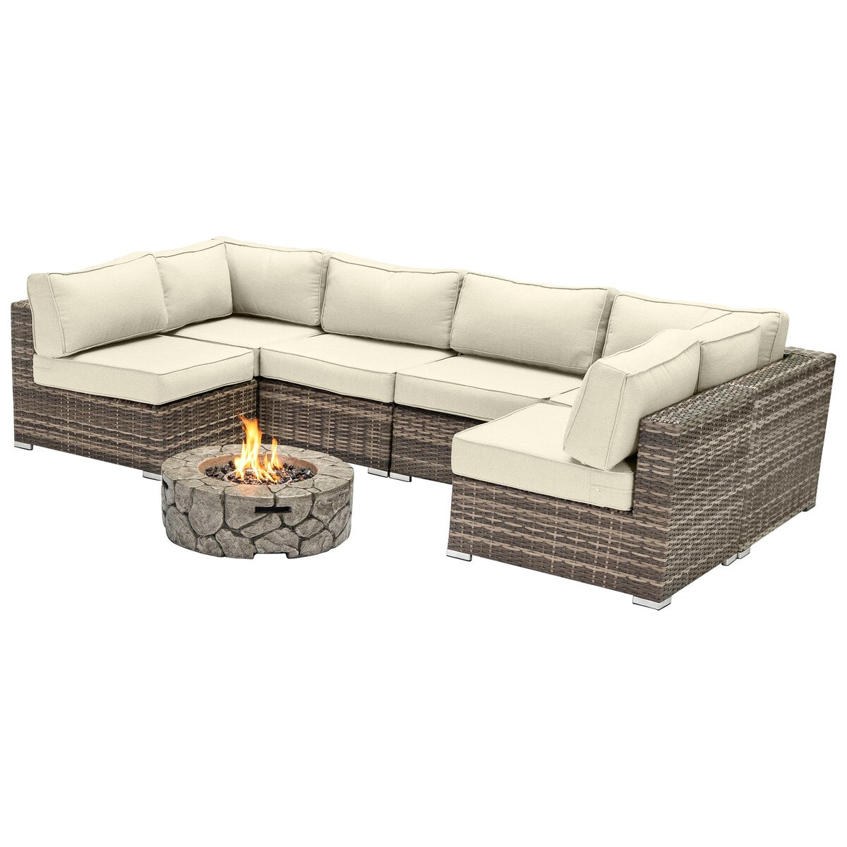 Lsi 4 Person Seating Group With Firepit And Sunbrella Cushions