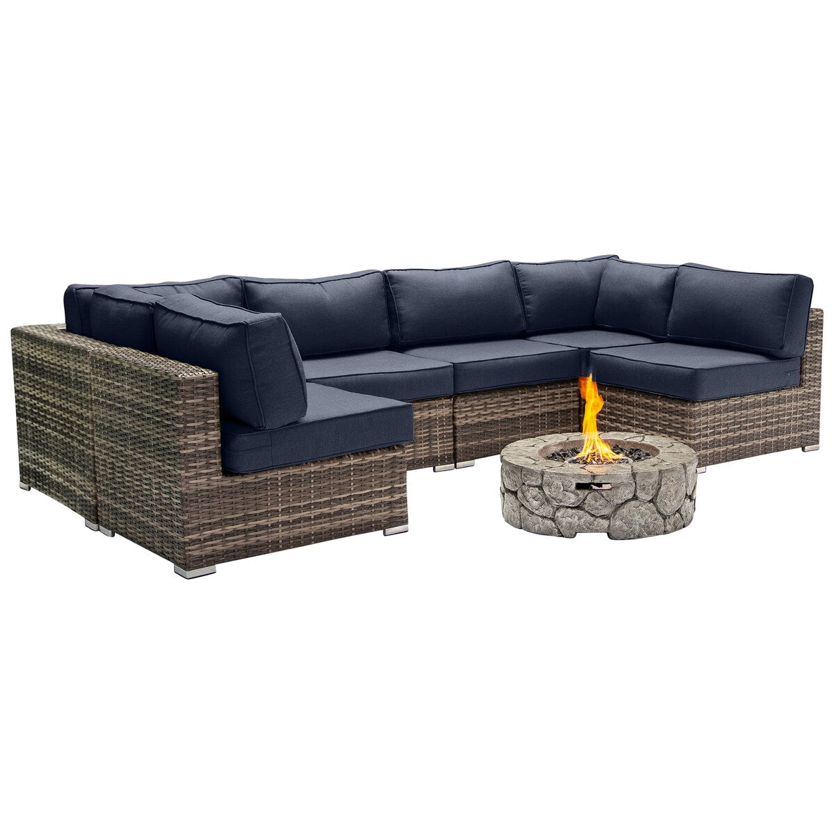 Lsi 4 Person Seating Group With Firepit And Sunbrella Cushions